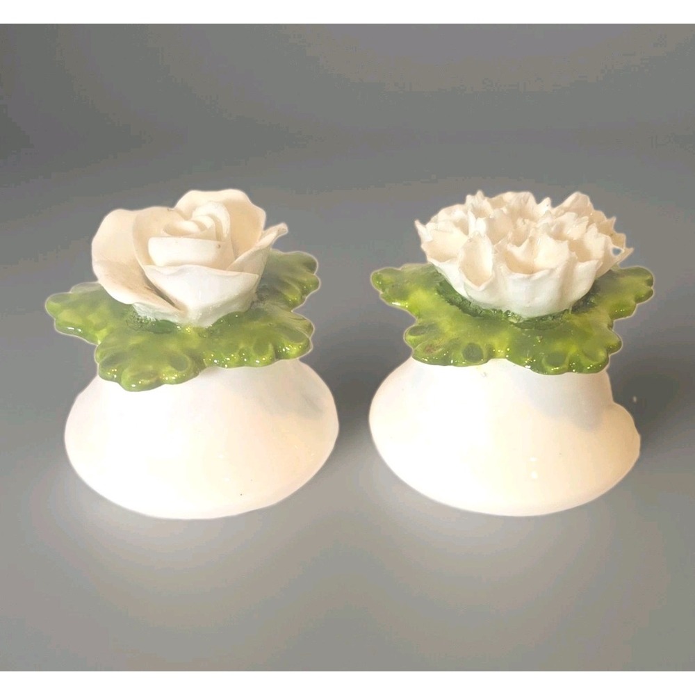 Vintage Denton English Bone China Dainty Porcelain Floral Salt and Pepper Set